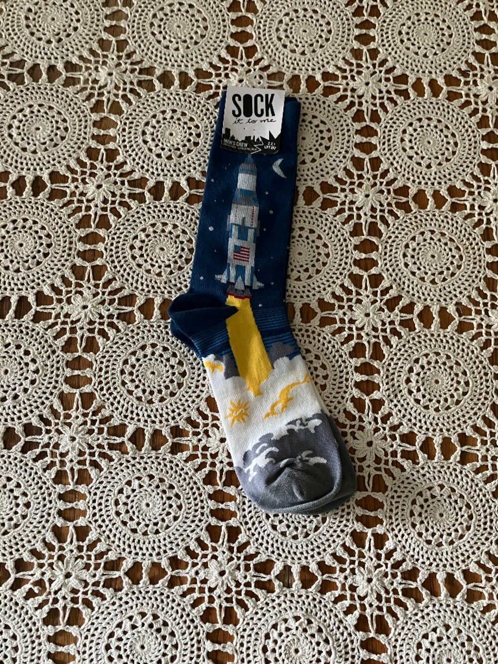 New Men’s Crews Socks – Sock it to Me Space Rocket Lift Off Socks